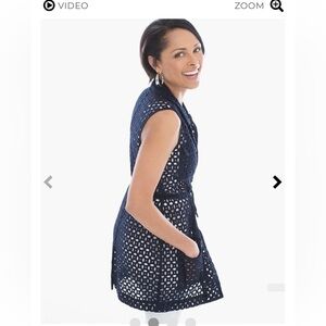 Chico’s Blue Eyelet Vest Jacket size‎ 0
